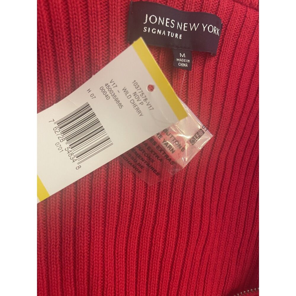 Red Quilted Knit Jacket M Zip Front Lightweight Fall Minimalist Classic NWT - Picture 8 of 15